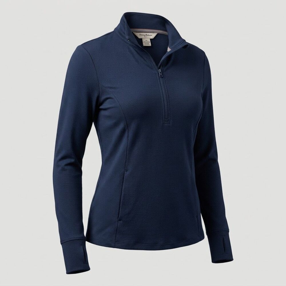 Tommy Bahama Golf 1/4 Zip Textured Long Sleeve Athletic Jacket Blue Medium